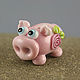 Pig with a rose glass miniature pig Piglet, Miniature figurines, Krasnodar,  Фото №1
