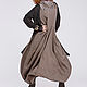 Льняное бохо платье от Кайрос, модель 4-20  цвет умбра