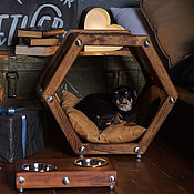 Кровать домик для собаки Eco Progect Wood Gray