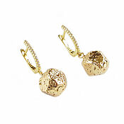 Украшения handmade. Livemaster - original item Lava earrings, golden ball earrings, cubic zirconia earrings. Handmade.