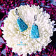 Серьги с хризоколлой Каменный цветок, Серьги классические, Москва,  Фото №1