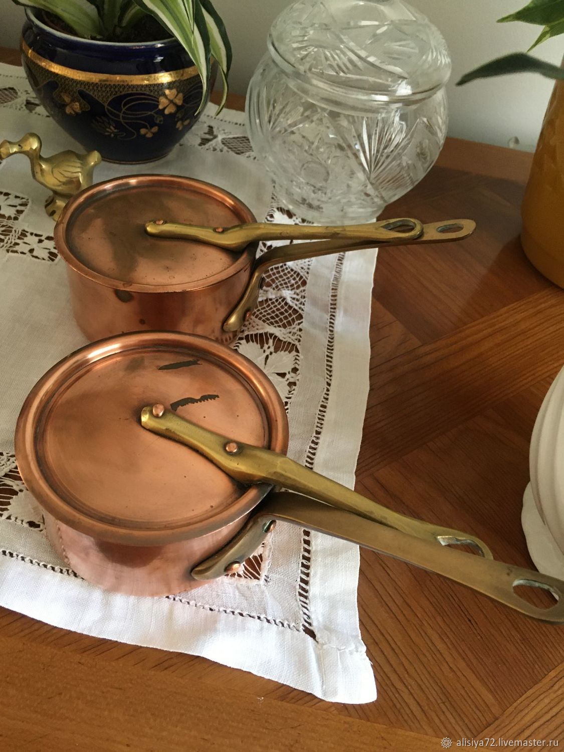 Винтаж: Старинные медные кастрюльки с ручкой, Франция – купить на ...