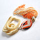 Orange geometry - sautoir with a large bead and a beaded brush. Necklace. Altania, beaded jewelry. My Livemaster. Фото №4