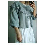 Блузка с объемной вышивкой "Хризантемы"