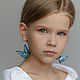 Transparent Earrings Bright Blue Turquoise Fluttering Butterflies For Children, Earrings, Taganrog,  Фото №1