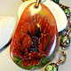Poppy pendant and a drop of sun-jewelry painting on agate, Pendant, Moscow,  Фото №1