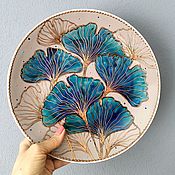 Картины и панно handmade. Livemaster - original item Decorative Plate Leaves. Hand painted. Gift. Handmade.