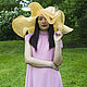 Summer hat made of straw with blue 'Golden'. Hats1. Novozhilova Hats. My Livemaster. Фото №4