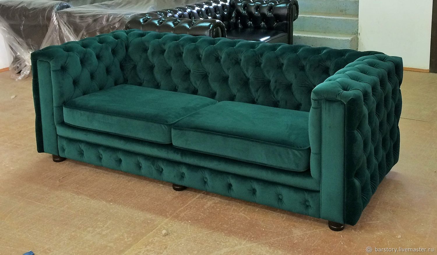 диван честер раскладной зеленый