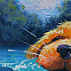 Картина маслом на холсте анимализм собака: Рыжий пловец. Картины. Igor-lei. Ярмарка Мастеров.  Фото №4