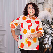 Одежда handmade. Livemaster - original item An elongated shirt made of premium cotton with bright Polka dots. Handmade.