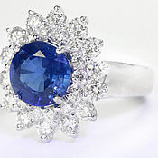 Украшения ручной работы. Ярмарка Мастеров - ручная работа 18K Fine Natural Sapphire & Diamond Cocktail Ring, Sapphire Diamond Ri. Handmade.