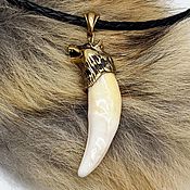 Фен-шуй и эзотерика handmade. Livemaster - original item Pendant amulet fang of a large wolf bronze. Handmade.