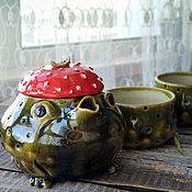 Посуда handmade. Livemaster - original item Services: A frog teapot and two mugs. Handmade.