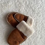 Одежда детская handmade. Livemaster - original item Sheepskin mittens for children are light brown up to 15cm volume. Handmade.