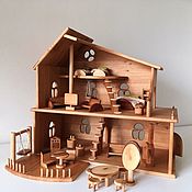 Куклы и игрушки handmade. Livemaster - original item Wooden three-story dollhouse with furniture. Handmade.
