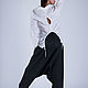 Black linen trousers with suspenders - PA0732LE. Bloomers. EUG fashion. Online shopping on My Livemaster.  Фото №2