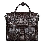 Сумки и аксессуары handmade. Livemaster - original item Bag-briefcase made of embossed crocodile skin, in brown. Handmade.