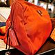 Винтаж: Сумка/клатч PRADA Accessories в мандариновом цвете. Сделано в Италии. Сумки винтажные. Chic bags. Интернет-магазин Ярмарка Мастеров.  Фото №2