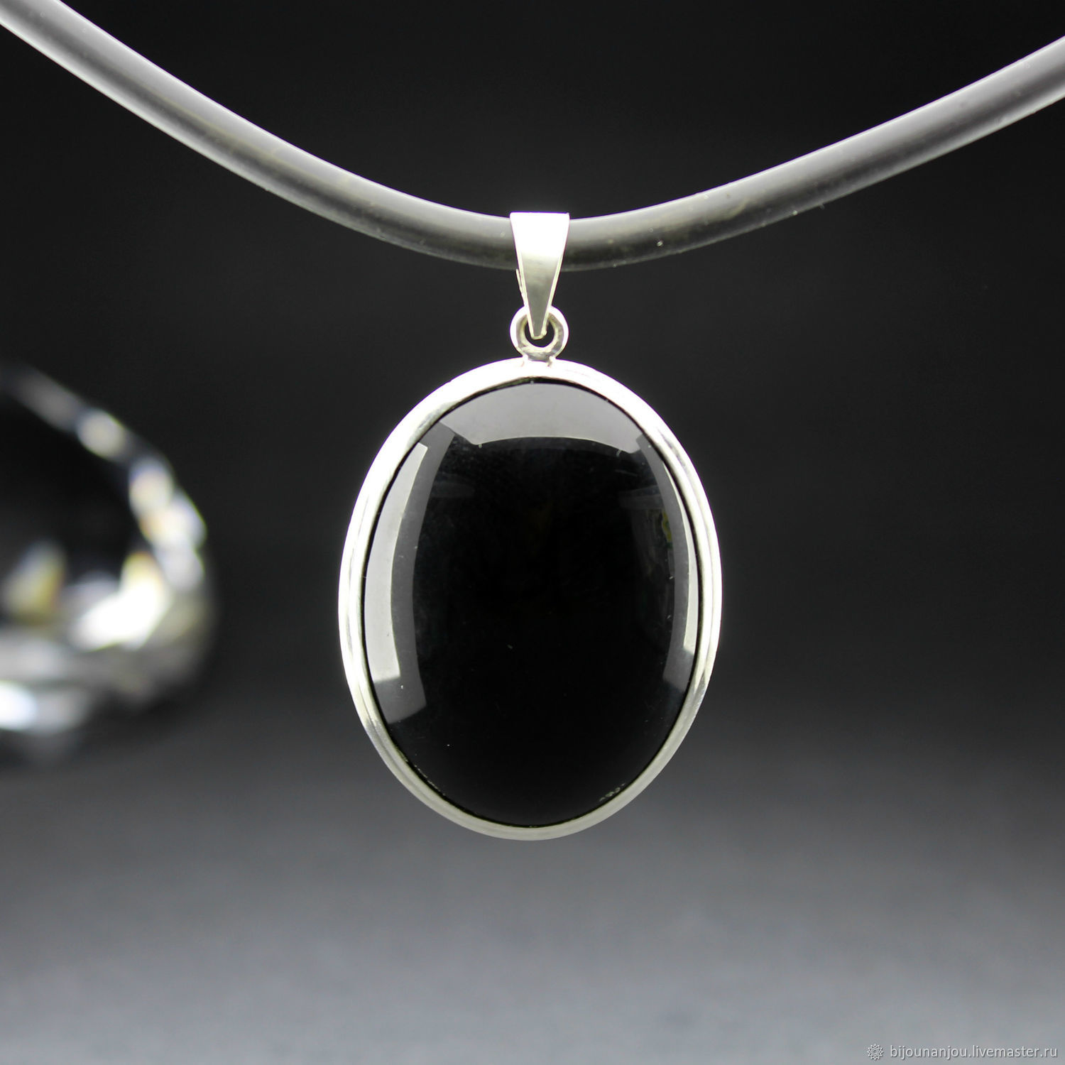 Pendant with natural black agate in a frame of 925 sterling silver SP0005, Pendants, Yerevan,  Фото №1