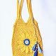 Knitted bag-string bag Chamomile yellow cotton. String bag. Lace knitting workshop. Lidiya.. Online shopping on My Livemaster.  Фото №2