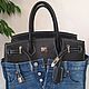 Джинсовая - кожаная сумка a'la  Birkin 35. My Handmade, Классическая сумка, Новороссийск,  Фото №1