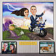 Gift to the newlyweds at the wedding. Wedding caricature photo. Motorcycle. Bikers, Caricature, Moscow,  Фото №1