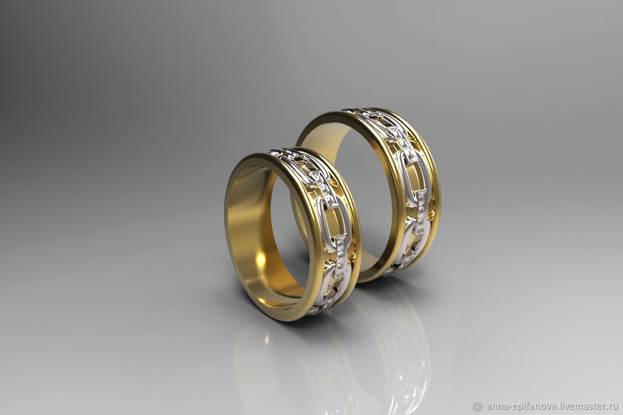 Обручальные кольца парные золото санлайт