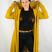 Одежда handmade. Livemaster - original item Women`s hooded cardigan yellow-mustard. Handmade.