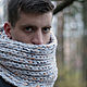 Снуд "Рок-н-ролл" (в два оборота, серо-белый). Снуды. IRINA GRUDKINA Handmade Knitwear. Ярмарка Мастеров.  Фото №5