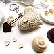 Keychain 5 cm Knitted heart white chocolate, Key chain, Moscow,  Фото №1