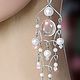 earrings elegant long crystal beads and glass pearls, Earrings, Varna,  Фото №1