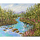 Painting the river 'Quiet morning' - oil on canvas. Landscape with river, Pictures, Belgorod,  Фото №1