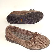 Обувь ручной работы handmade. Livemaster - original item Knitted ballet flats, p.37-37.5, beige half-wool. Handmade.