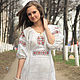  Белое льняное платье Славянка, Народные платья, Пучеж,  Фото №1
