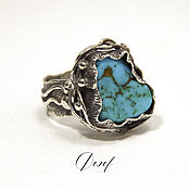 Украшения handmade. Livemaster - original item ring: Skiff with turquoise. Handmade.
