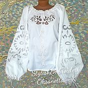 Одежда handmade. Livemaster - original item Blouse with Richelieu embroidery.. Handmade.