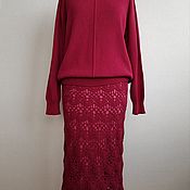 Одежда handmade. Livemaster - original item Burgundy knitted suit. Handmade.
