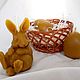 Easter gift Rabbit with eggs, wax candles figurines, Easter souvenirs, St. Petersburg,  Фото №1