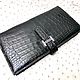 Vertical wallet, made of genuine crocodile leather, black color. Purse. SHOES&BAGS. My Livemaster. Фото №5