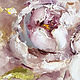 Oil painting of Delicate peonies. Cream peonies on a round canvas. Pictures. Zabaikalie. My Livemaster. Фото №6
