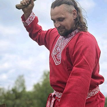 Мужская одежда ручной работы. Ярмарка Мастеров - ручная работа Рубаха "Огнемир" традиционная. Handmade.