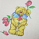 Полотенце с вышивкой "Медведь с цветами". Полотенца. NataliaNadia. Интернет-магазин Ярмарка Мастеров.  Фото №2