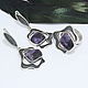 Jewelry Set Ring Earrings Charoite Silver 925 ALS0036. Jewelry Sets. Sunny Silver. My Livemaster. Фото №4
