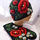 Set with embroidery, hat mittens 'Maki', Caps, Gribanovsky,  Фото №1