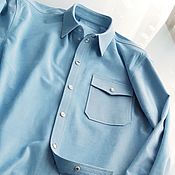 Одежда handmade. Livemaster - original item Sky-colored suede shirt. Handmade.