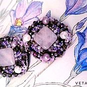 Украшения handmade. Livemaster - original item Elegant lilac earrings with pink stone. Handmade.
