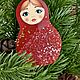 Елочная игрушка матрешка. Елочные игрушки. zhukova_art_decor. Интернет-магазин Ярмарка Мастеров.  Фото №2