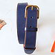 Genuine leather belt sewn by hand in blue, Straps, Rostov-on-Don,  Фото №1