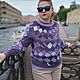 Заказать Свитер джемпер оверсайз легкий теплый весенний фиолетовый энтрелак. ЛЮБАВА  - яркое вязание. Ярмарка Мастеров. . Свитеры Фото №3